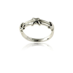 Sterling Silver Thin Double Band With  Three Xs - W-9016