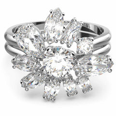 Swarovski Women's Ring - Gema Rhodium Plated Zirconia Cocktail, Size 55 | 5644665