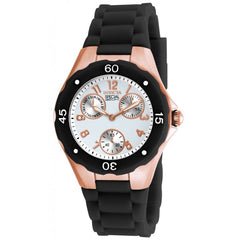Invicta 18799 Women's Angel White Dial Rose Gold Steel Black Silicone Strap Watch