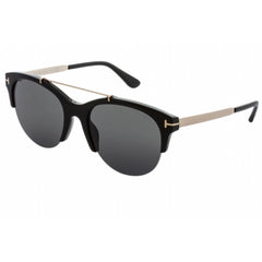Tom Ford Women's Sunglasses - Shiny Black Pilot Frame Smoke Mirror Lens | FT0517 01A