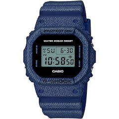 Casio Men's Watch - G-Shock Alarm Denim Dark Blue Resin Strap Digital | DW5600DE-2