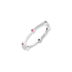 Sterling Silver Stackable Expressions Polished Cr. Ruby & Dia Ring | QSK668