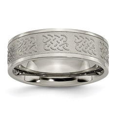 Titanium 7mm Satin and Polished Fancy Design Band | TB257