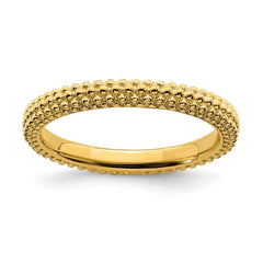 Sterling Silver Stackable Expressions Gold-plated Domed Ring | QSK879
