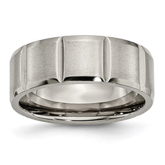 Titanium 8mm Grooved Satin & Polished Band | TB324