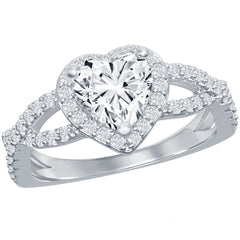 Classic Women's Intertwined Shank Heart CZ Ring - W-2848