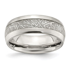 Stainless Steel Polished Glitter Paper Inlay Center 8mm Band | SR677