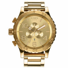 Nixon A083502 Men's 51-30 Chrono Gold Dial Yellow Gold Steel Bracelet Lefty Dive Watch