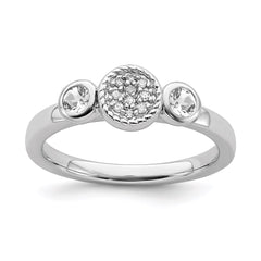 Sterling Silver Stackable Expressions Dbl Round White Topaz & Dia. Ring | QSK523