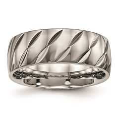 Titanium Polished Diamond Cut Ring | TB456