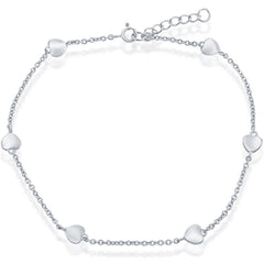 Classic Women's Anklet - Sterling Silver Heart, 10 inch | R-9049-10