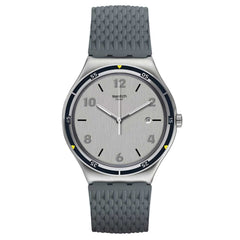 Swatch Men's Watch - Irony Asphaltise Quartz Silver Dial Blue Silicone Strap | YWS447
