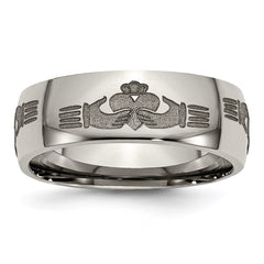 Titanium 8mm Laser Design Polished Band | TB2N