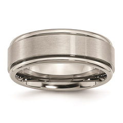 Titanium Ridged Edge 8mm Brushed and Polished Band | TB11