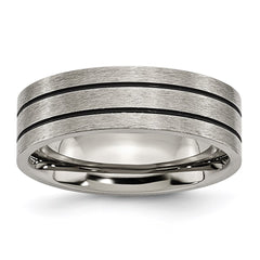 Titanium Black Enamel Flat Grooved 7mm Brushed Band | TB150