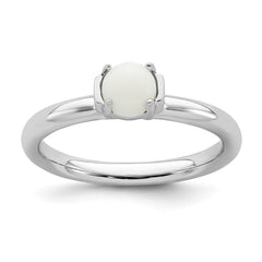 Sterling Silver Stackable Expressions Polished White Agate Ring | QSK621