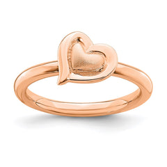 Sterling Silver Stackable Expressions Pink-plated Heart Ring | QSK1625