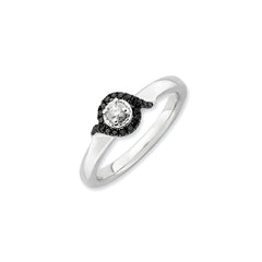 Sterling Silver Stackable Expressions Polished White/Black Diamond Ring | QSK628