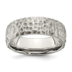 Stainless Steel Brushed and Polished Hammered 7.5mm Band | SR672