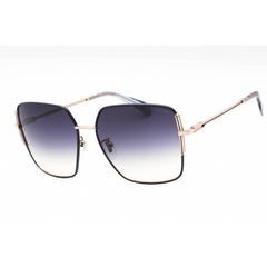 Police Women's Sunglasses - Gold Metal Square Full Rim Frame Blue Lens | SPLF34 0E59