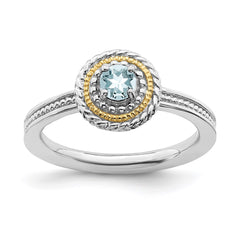 Sterling Silver & 14K Expressions Aquamarine Ring | QSK916