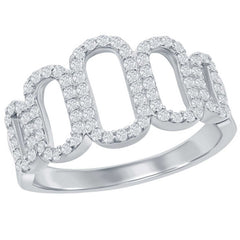 Classic Women's Silver Graduated Oval CZ Ring - W-2709