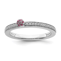 14k White Gold Stackable Expressions Pink Tourmaline and Dia. Ring | SK2085