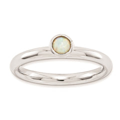 Sterling Silver Stackable Expressions High 4mm Rd. Created Opal Ring | QSK987