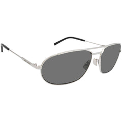 Saint Laurent Men's Sunglasses - Silver Metal Oval Shape Frame Grey Lens | SL561 002