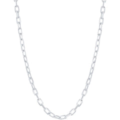 Classic Men's Chain - Rhodium Plated Sterling Silver 4.1mm Anchor, 24 inch | Q-5584-24