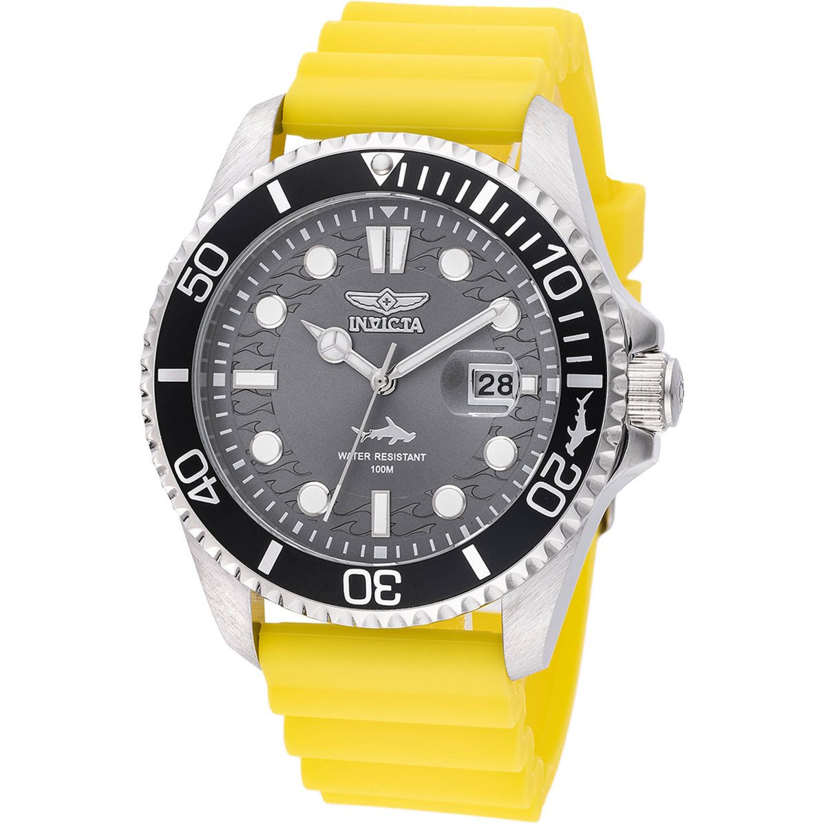 Invicta Men's Watch - Pro Diver Rotating Bezel Charcoal Dial Yellow St