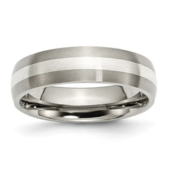 Titanium Sterling Silver Inlay 6mm Brushed Band | TB210