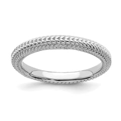 Sterling Silver Stackable Expressions Rhodium-plated Domed Ring | QSK882