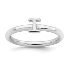Sterling Silver Stackable Expressions Rhodium Letter I Ring | QSK1987
