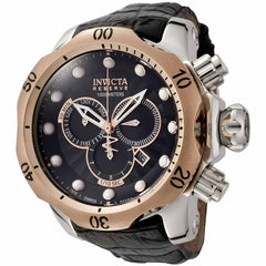 Invicta 0360 Men's Reserve Venom Chronograph Black Leather Strap 1000M WR Swiss Watch