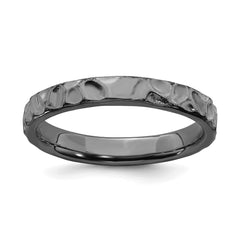 Sterling Silver Stackable Expressions Black-plated Ring | QSK261