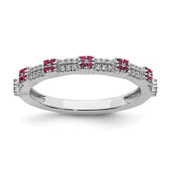 Sterling Silver Stackable Expressions Created Ruby & Diamond Ring | QSK2154