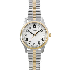 Timex T2N068 Women's Elevated Classics Dress Two Tone Stainless Steel Expansion Bracelet White Dial Watch