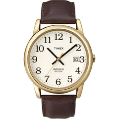 Timex T2N369 Men's Easy Reader Brown Leather Strap Gold Tone Stainless Steel White Dial Watch