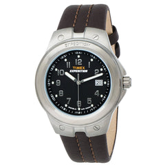 Timex T49631 Men's Expedition Metal Tech Black Dial Brown Leather Strap Stainless Steel Watch