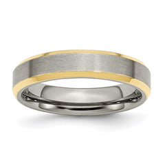 Titanium 5mm Yellow IP-plated Beveled Edge Brushed/Polished Band | TB311