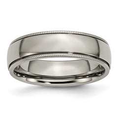 Titanium Grooved and Beaded Edge 6mm Polished Band | TB132