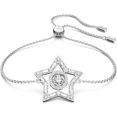 Swarovski Women's Bracelet - Stella Rhodium Plated White Crystals Star | 5617881
