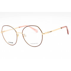 Moschino Love Women's Eyeglasses - Burgundy Gold Metal Round Frame | MOL634 06K3 00