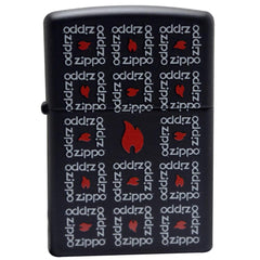 Zippo 28667 Classic Surround Square Logo Black Matt Windproof Pocket Lighter
