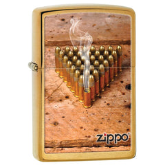 Zippo 28674 Classic Brushed Brass Bulletts Windproof Pocket Lighter