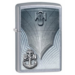 Zippo 28682 Classic Street Chrome USN Windproof Pocket Lighter