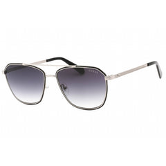 Guess Men's Sunglasses - Black Silver Aviator Full Rim Frame Smoke Lens | GU00046 05B