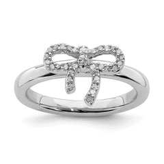 Sterling Silver Stackable Expressions Bow Diamond Ring | QSK330