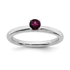 Sterling Silver Stackable Expressions Rhodium Rhodolite Garnet Ring | QSK1904